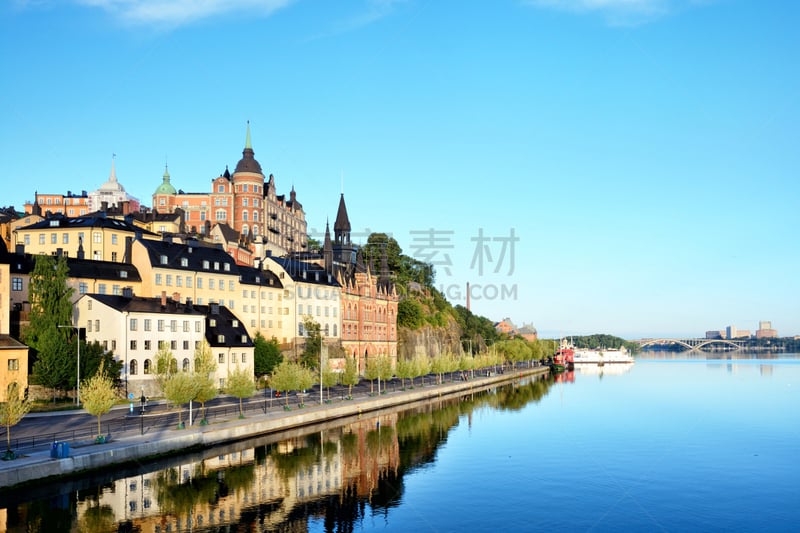 Söder Mälarstrand embankment at Sodermalm island in central Stockholm in Sweden