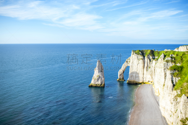 诺曼底埃特塔尔海滩,地形,风景,岩石海岸线,诺曼底,洛矶山脉,白垩,水,天空,美