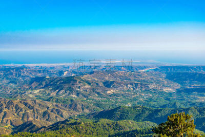 利马索尔,山,都市风景,特罗多斯山区,塞浦路斯,希腊,云,松树,地中海,户外