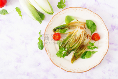 菊苣,洋葱,草本,格子烤肉,水平画幅,开胃品,配方,维生素,西红柿,烤的