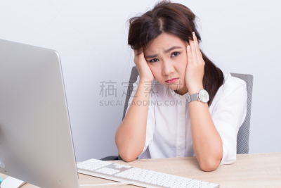 忙碌,女人,悲痛,头痛,仅成年人,过度劳累,底片,技术,人的头部,计算机