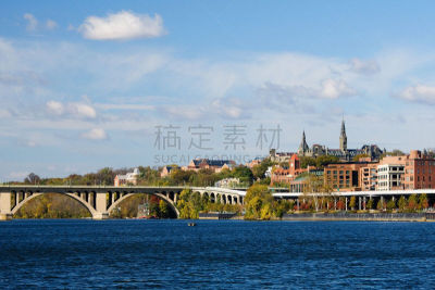 波托马克河,华盛顿特区,乔治敦大学,key bridge,美国,水平画幅,美国中大西洋地区,无人,滨水,建筑特色
