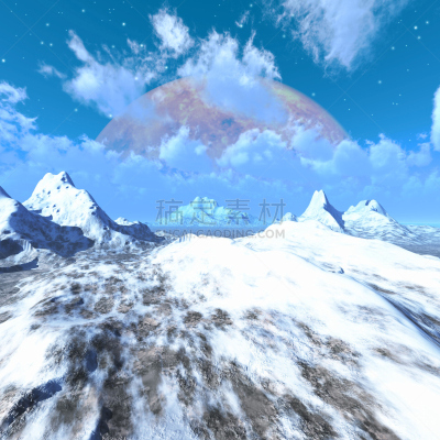 雪,外星人,行星,山脉,冰,绘画插图,三维图形,天空,思诺山,云