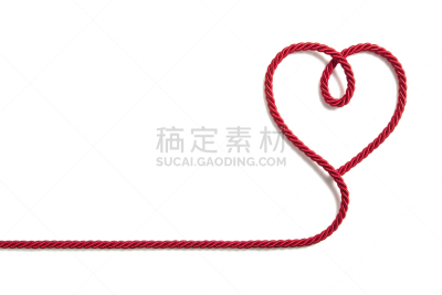 绳子,心型,线绳,留白,水平画幅,无人,符号,特写,想法,白色