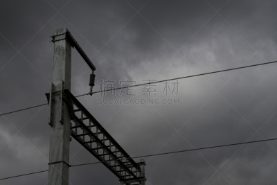 电缆,云,车站月台,在上面,杆,横木,波克夏,天空,水平画幅,建筑