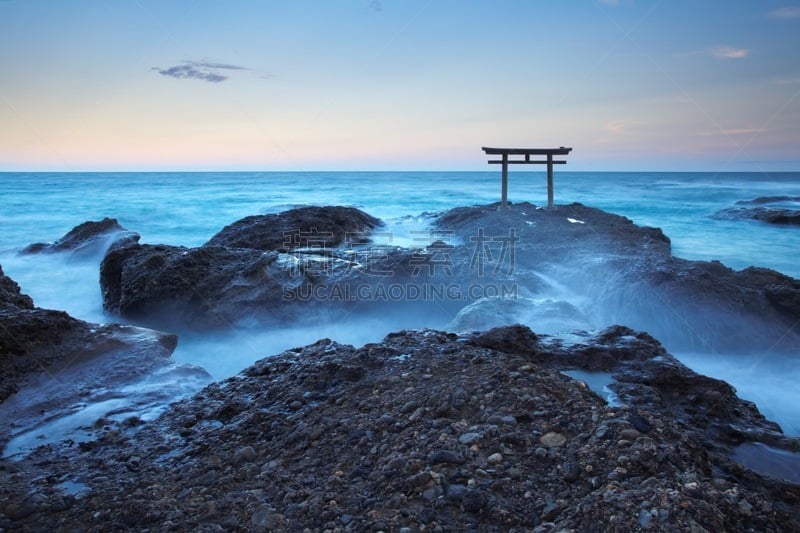 大门,日本,传统,地形,海洋,日本之神道教,灵性,水平画幅,无人,夏天