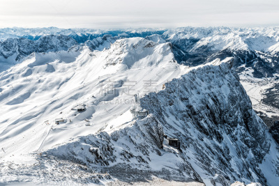 滑雪雪橇,楚格峰,加米施帕腾基兴,观测点,北提洛尔,天空,水平画幅,山,雪,无人