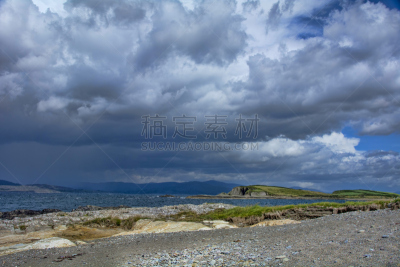 半岛,绵羊,动物头,桨叉架船,水,天空,暴风雨,戈尔韦,水平画幅,无人