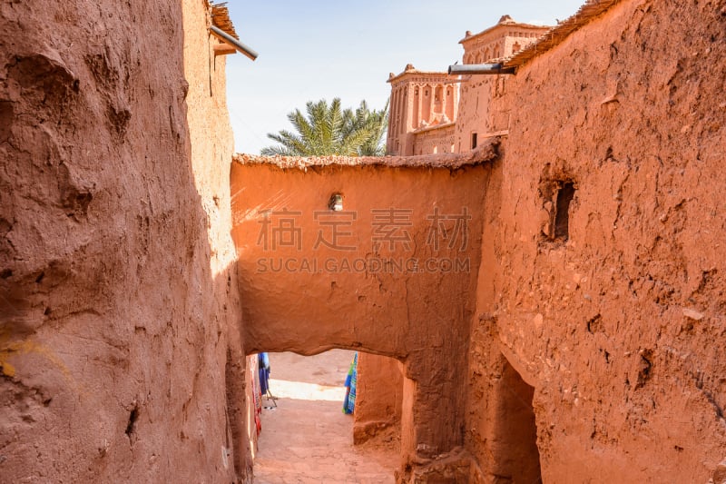 Part of the Castle of Ait Benhaddou, a fortified city, the former caravan way from Sahara to Marrakech. UNESCO World Heritage, Morocco