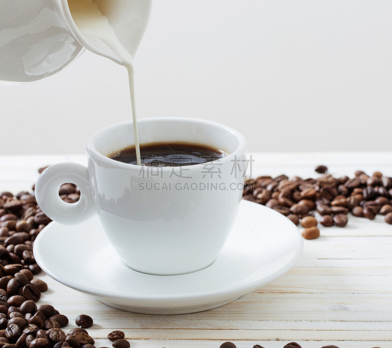 白色背景,咖啡豆,牛奶,杯,茶,饮料,热,贺卡,暗色,茶碟