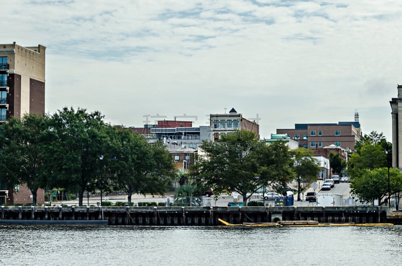 北卡罗来纳,都市风景,威明顿,美国,水平画幅,建筑,运河,全景,城市天际线,人