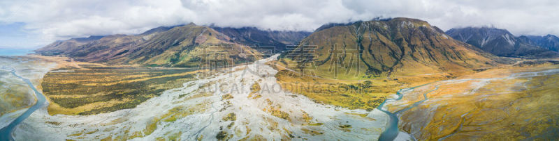 库克山,航拍视角,曼河,水,天空,美,水平画幅,雪,夏天,户外