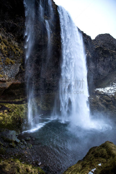 瀑布,冰岛国,冬天,季节,seljalandsfoss waterfall,垂直画幅,无人,曙暮光,偏远的,户外