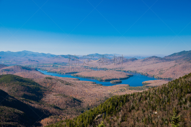 纽约州,普拉希德湖城,lake placid town,八仙湖,白面山,美国,水平画幅,秋天,山,无人