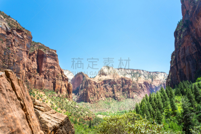 自然,地形,红岩石,天空,蓝色,锡安隘口,犹他,水平画幅,户外,山