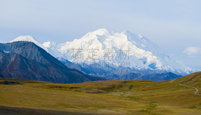 麦金利峰,山,冻原,水平画幅,地形,秋天,雪,无人,全景