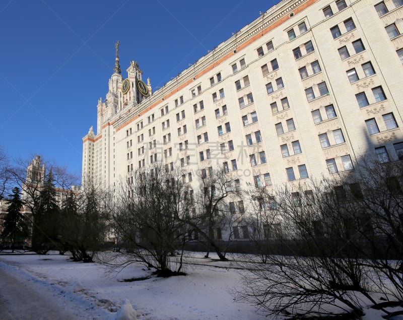 莫斯科,俄罗斯,mikhail lomonosov,大学,美因河,州,建筑外部,外立面,水平画幅,建筑