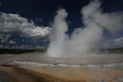 大泉间歇泉,下喷泉盆地,黄石公园,间歇泉,洛矶山脉,怀俄明,喷泉,水,天空,美国西部