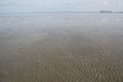 沙子,海洋,天空,库克斯港,水,水平画幅,无人,云,反差,德国
