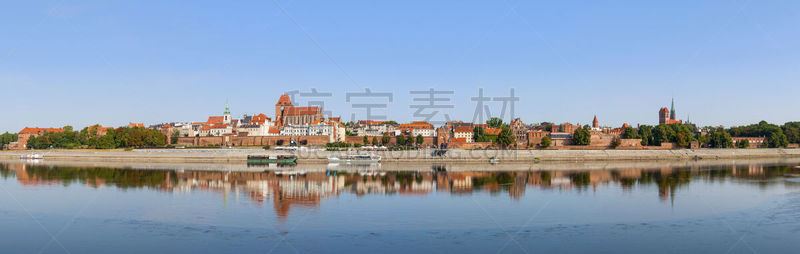 托伦,波兰,全景,古城,nicolaus copernicus,维斯瓦河,水,天空,教堂,客船