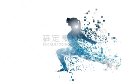 未来,现代,运动,技术,女人,概念,像素化,网络空间,休闲活动,坏掉的