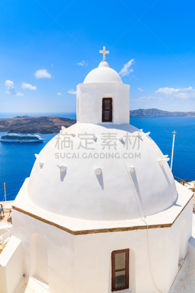 菲洛士帖法尼,火山喷口,圣托里尼岛,希腊,白色,圆顶建筑,乡村,海洋,风景