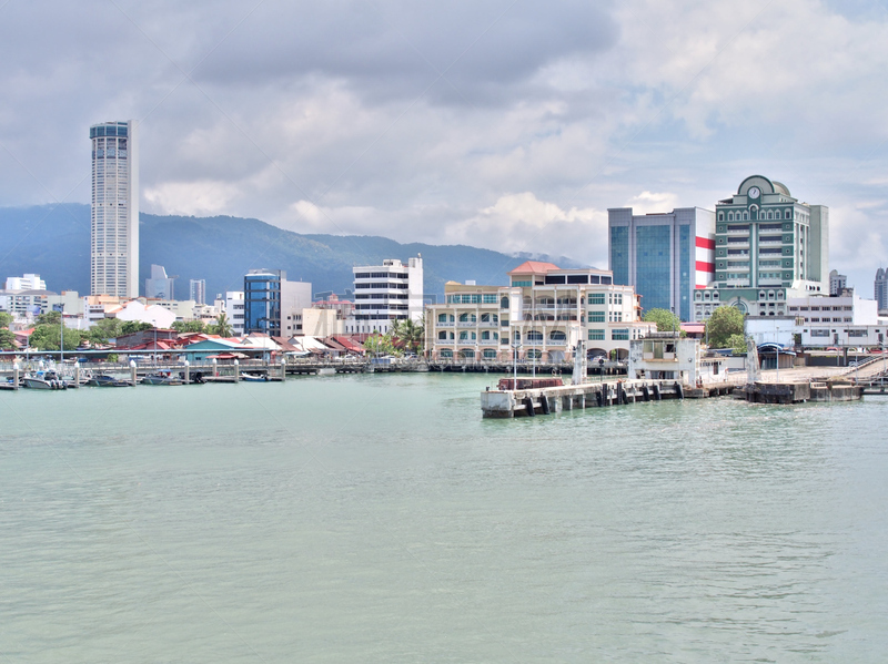 槟榔屿州,马来西亚,都市风景,乔治敦,快艇,海港,船,云,著名景点,海湾