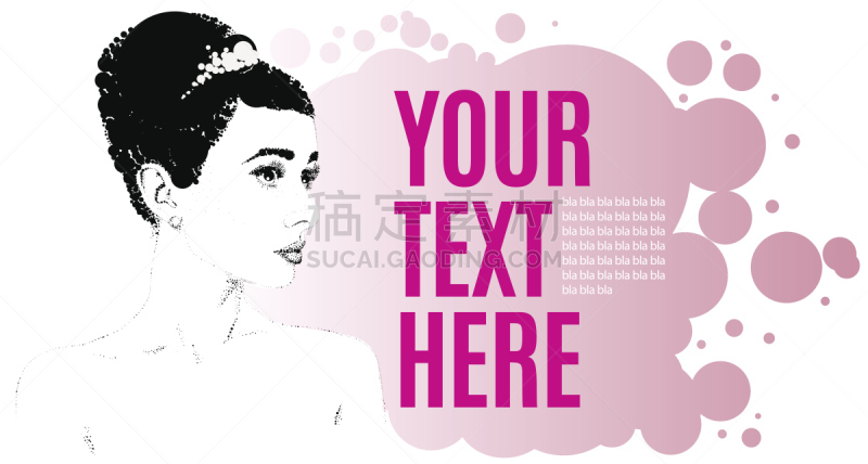 矢量,女人,自然美,奥黛丽赫本,点描主义,绘画插图,古典式,性格,计算机制图,复古
