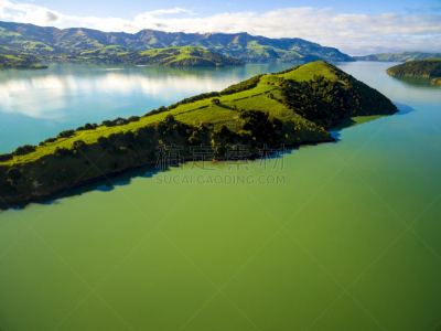 航拍视角,akaroa,水,天空,美,水平画幅,云,无人,海港,班克斯半岛