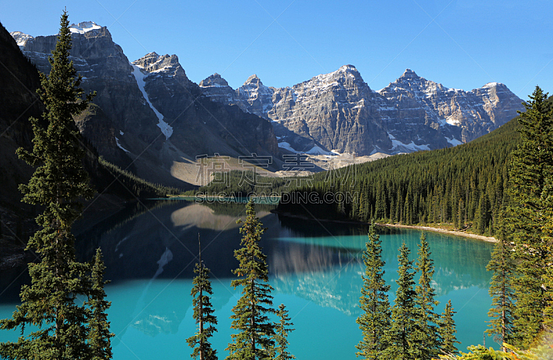 梦莲湖,加拿大,水,水平画幅,阿尔伯塔省,无人,户外,湖,绿松石色