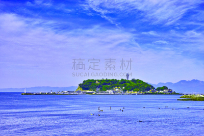 江之岛,藤泽市,相模湾,镰仓市,自然,天空,水平画幅,日本,人,建筑外部