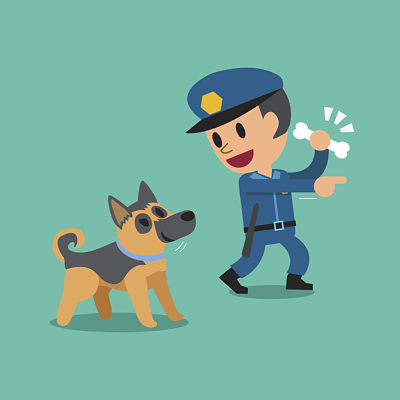 警官 卡通 警卫人员 警犬 纯种犬 背景分离 美术工艺 复古风格 狗 哺乳纲图片素材下载 稿定素材