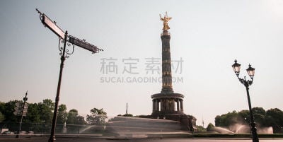 柏林,夏天,胜利纪念柱凯旋柱,哥柔瑟斯特恩街区,蒂尔加藤公园,环形路,洒水机,水平画幅,无人,交通