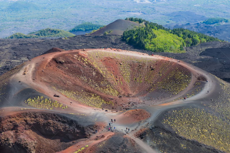 火山口,岛,埃特纳火山,西西里,意大利,公园,水平画幅,山,火山地形,夏天