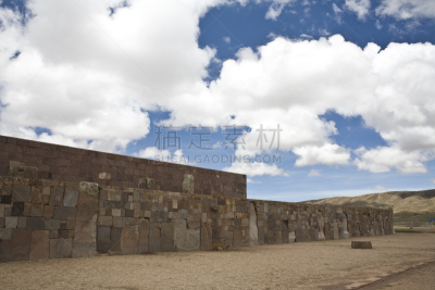 蒂瓦纳库遗迹,南美,天空,考古学,水平画幅,彩色图片,建筑,无人,玻利维亚,摄影