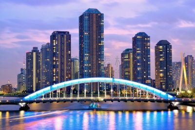 东京,摩天大楼,水平画幅,夜晚,无人,曙暮光,户外,都市风景,现代,river sumida