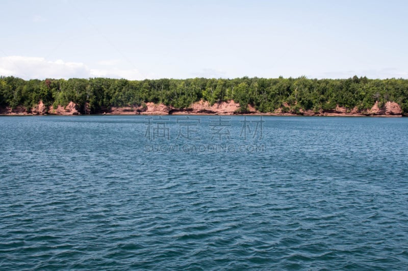 苏必利尔湖,岛,海岸线,使徒,平衡折角灯,水,天空,水平画幅,无人,湖