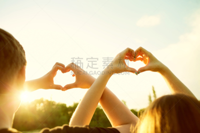 心型,符号,伴侣,爱的,哑语,日落林荫大道,办公室恋情,标志,德国
