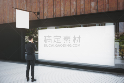橱窗展示,男人,看,留白,水平画幅,商店,套装,户外,白人,男商人