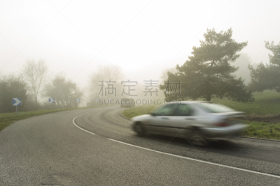 沥青,雾,非都市风光,地形,法国,路,森林,诺曼底,天气,弯曲