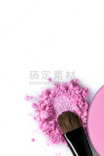 眼影,粉色,白色背景,坏掉的,化妆刷,分离着色,垂直画幅,留白,彩妆,碾碎了的