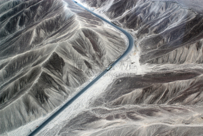 南美,泛美公路,沙漠,纳斯卡城,秘鲁,水平画幅,主干路,无人,户外,航拍视角
