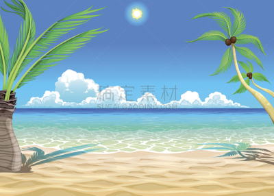 风景,海滩,自然,漫画书,图像,海洋,日光,自然美,无人,矢量