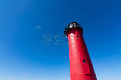 基诺沙,灯塔楼,北环码头,美国中西部地区,视角,海港,云,船,著名景点,湖