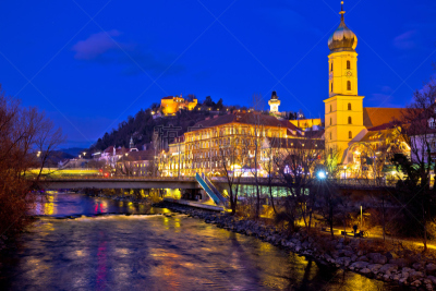 夜晚,奥地利,格拉茨,stajerska,river mur,都市风景,天空,水平画幅