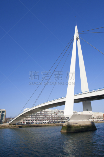 法国,桥,塞纳滨海省,勒哈费尔,办公室,欧洲,白昼,金属,城镇,垂直画幅
