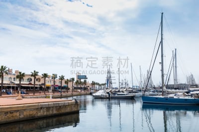 游艇,海港,风景,阿利坎特,西班牙,河堤,2018,四月,船,商务