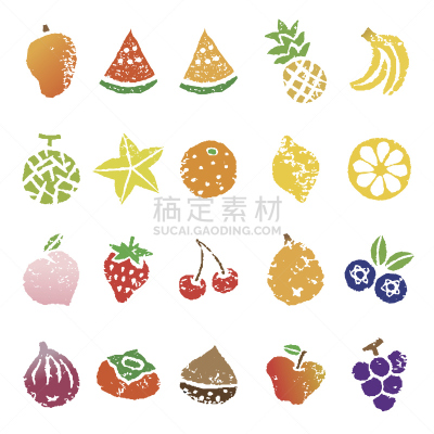 水果,图标集,多样,食品,橙色,多帧影像,橙子,柠檬,蓝莓,西瓜