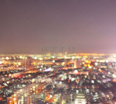 江门,广东省,全景,天空,水平画幅,透过窗户往外看,夜晚,无人,曙暮光,都市风景