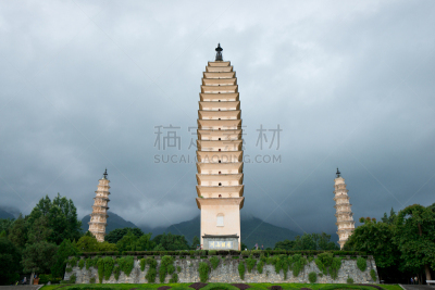 崇圣寺三塔,大理,水平画幅,旅游目的地,无人,户外,香格里拉县,建筑业,佛
